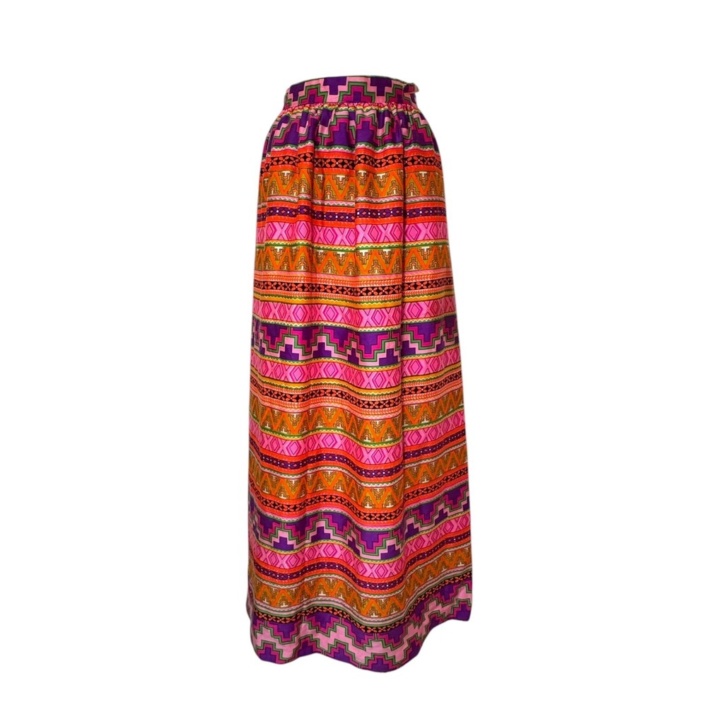 Vintage ALICE Of California Psychedelic Wrap Maxi‎ Shirt Hawaiian Hostess Mod